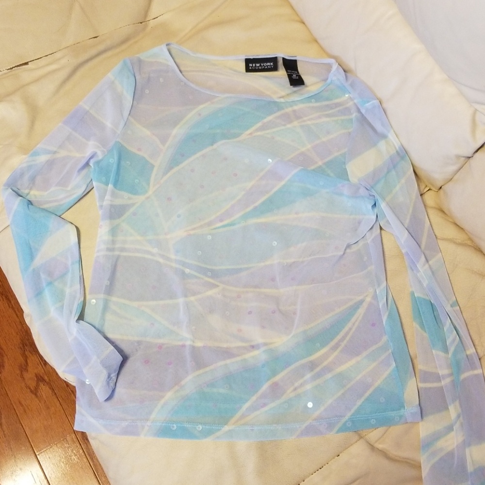 New York & Company sheer scoop neck top